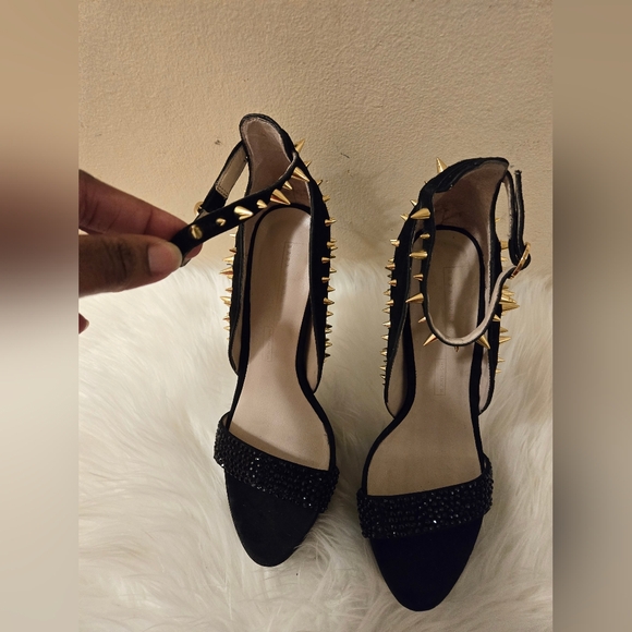 Zara Women's Suede Studded Platform Sandal Shoe Size 39/ US 8 Black - Picture 2 of 16